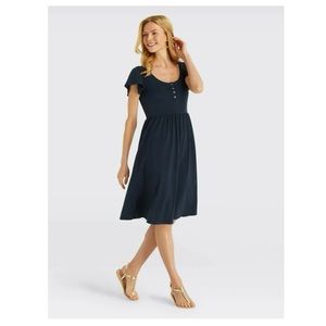 Draper James Nassau Henley Midi Dress in Navy Blue